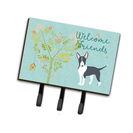 Carolines Treasures Welcome Friends Black Bull Terrier Leash or Key Holder, 6 x 2 x 9 in. BB7604TH68